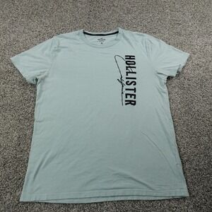 Hollister Shirt Mens L Blue Logo Short Sleeve Preppy Casual Preppy Tee Surf Y2K